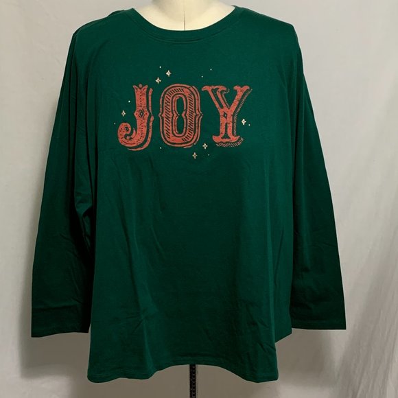 Ugly Christmas Shirt Joy Tagless Long Sleeve Green Red Womens Plus Size 5X - Picture 1 of 4